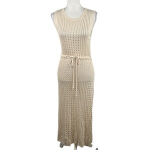 "B" Cream Boho Knit Summer Spring Vacation Swimsuit Cover Up Maxi Dress Size XL